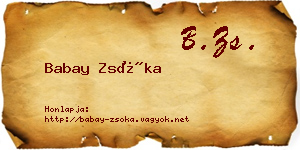 Babay Zsóka névjegykártya